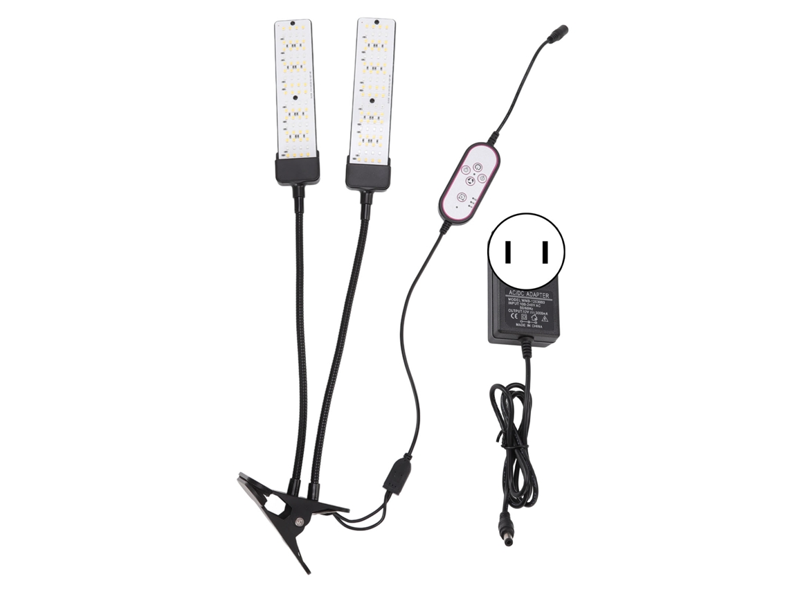Lámpara De Cultivo Para Plantas Con Clip De Doble Cabezal, Espectro Completo, Temporizador, 144 Led, 100-240 V