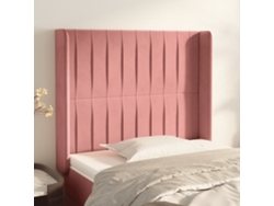 Cabecero Con Orejas De Terciopelo Rosa 93x16x118/128 Cm