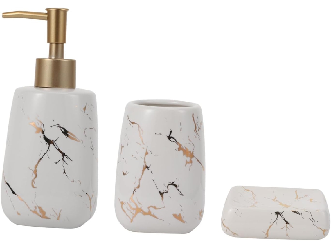 Accesorios De Baño Y Copa De Lavado De Cerámica En Color Claro Juego De 3 Jabonera Para Mantener El Baño Ordenado Y