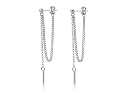Pendientes Colgantes De Barra De Plata De Ley 925 Para Mujeres Y Adolescentes Con Cadena Ligera.