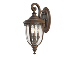 FEISS de luz de pared al aire libre (FE-EB2-M-BRB) Acero de brida inglés, vidrio prensado E14 3 bombillas