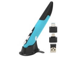Rato De Caneta Sem Fio 2.4ghz Usb Óptico Ajustável 800-1600 Dpi Com Alarme De Baixa Tensão Azul