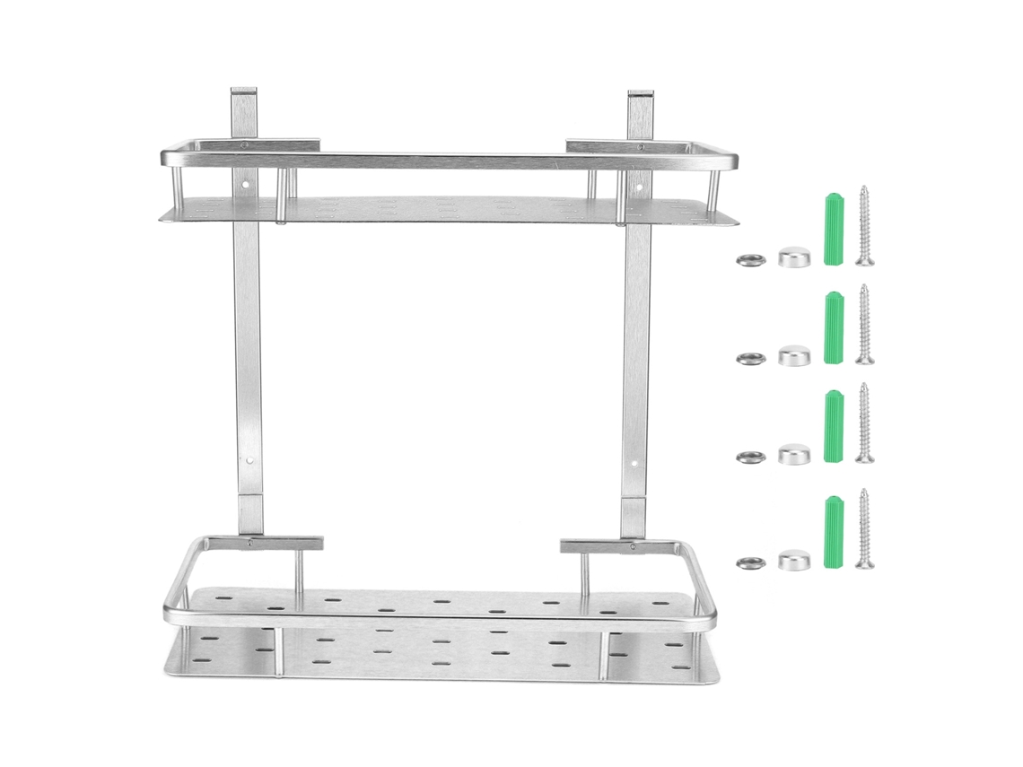 Estantería De Aluminio Para Baño, Anti-morado, Organizador De Ducha Y Cocina Con Estantes De Dos Niveles.