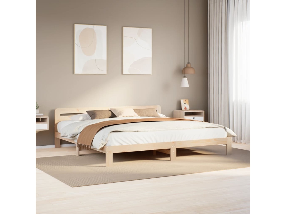 Estructura De Cama Sin Colchón Madera Maciza De Pino 180x200 Cm