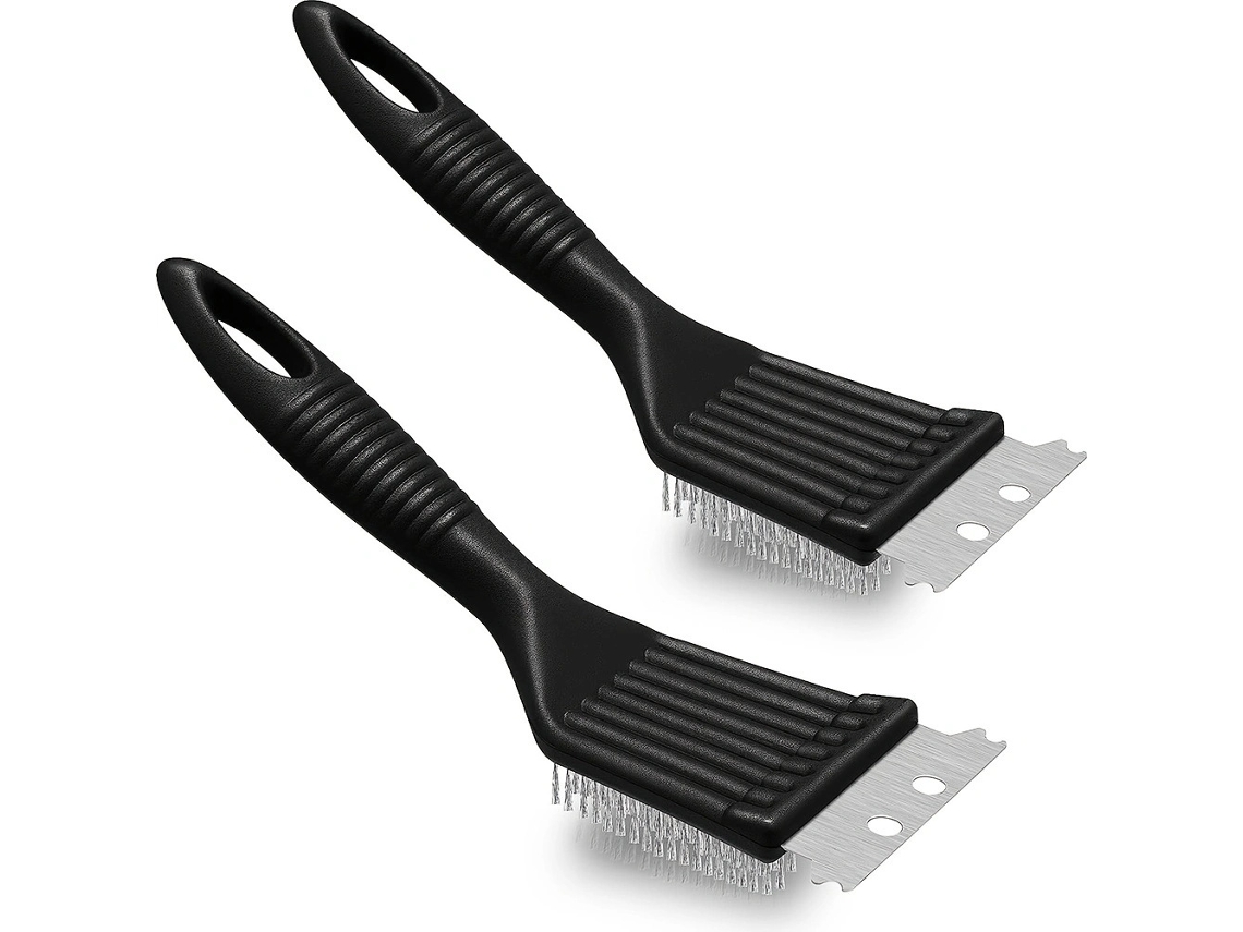 Cepillo de limpieza para parrillas CHRUI de acero inoxidable, 20 cm, 2 unidades