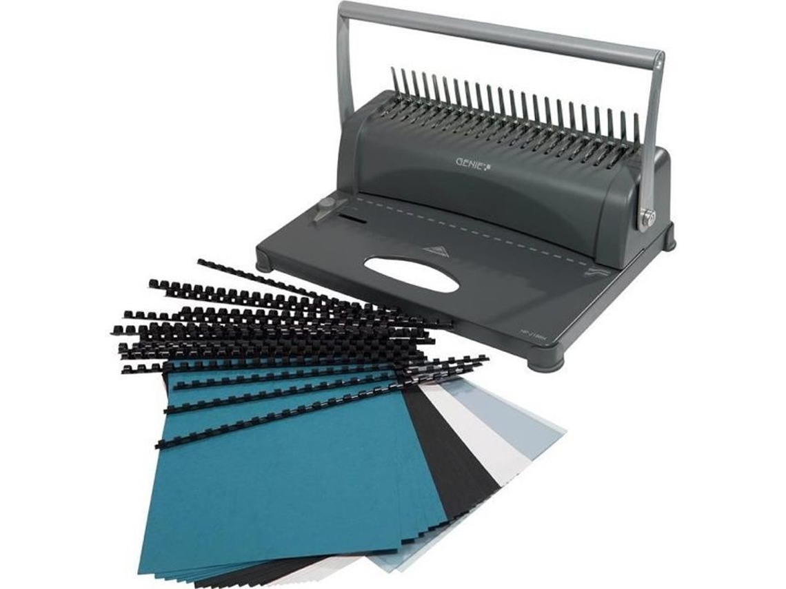 Cb 850 Relieuse Plata Negro Suministros de oficina Genie (hasta 350 hojas, Din A4, con kit de inicio de 75 piezas)