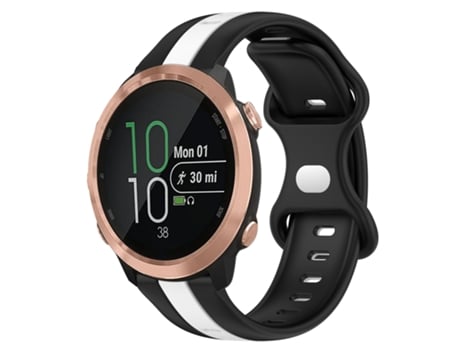 Correa de reloj inteligente para Garmin Forerunner 645 Music 20 mm Hebilla de mariposa de silicona bicolor (negro + blanco)