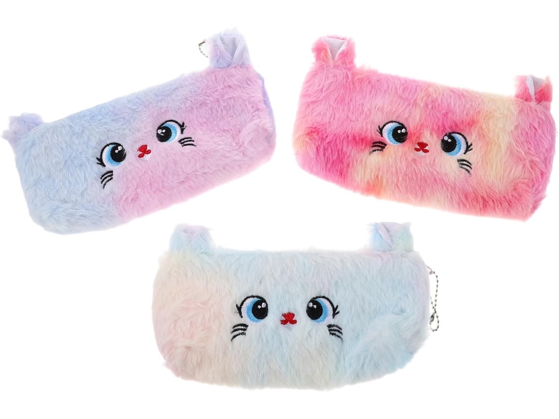 Estuche De Maquillaje De Felpa De 3 Piezas Con Cremallera