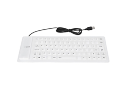 Teclado De Silicone Selado Usb Com Fio Leve Portátil Silencioso Macio Confortável 85 Teclas Branco