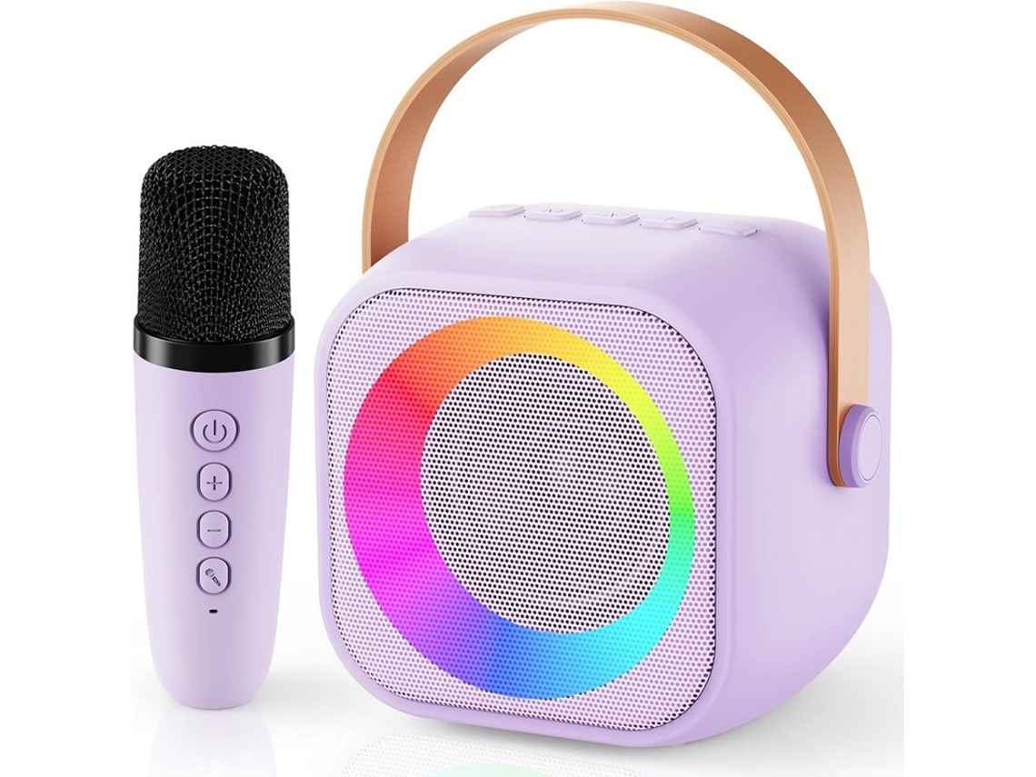 Máquina de karaoke para niños con micrófono y luz LED. Mini altavoz Bluetooth portátil para fiestas de cumpleaños familiares con micrófono. Yizhood