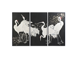Set 3 Cuadro Ps Lienzo Garzas Enmarcado 210x4x140cm