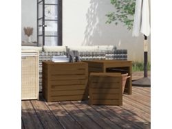 Maison Exclusive - Set Cajas De Jardín 3 Pzas Madera Maciza Pino Gris Marrón Miel