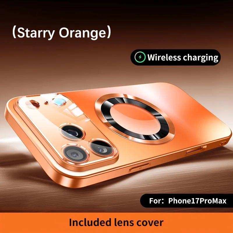 (iphone 11 Naranja) Funda Para Teléfono De Titanio Mate, Compatible Con Magsafe, Con Lente De Cristal.