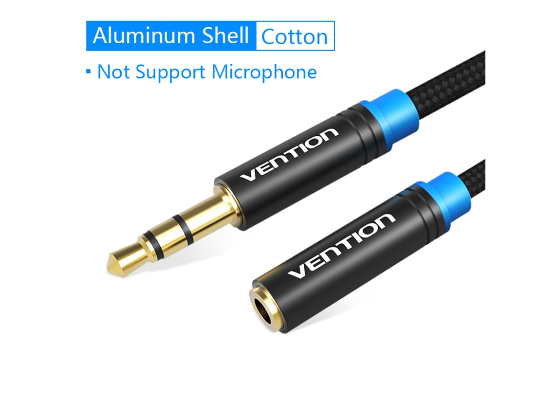 Cable de extensión de audio de 3,5 mm, macho-hembra, para auriculares, Huawei P20, iPhone 6s, MP4, trenzado de algodón negro
