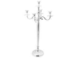 Candelabro de aluminio plateado Vidaxl (19 x 19 x 79,5 cm)