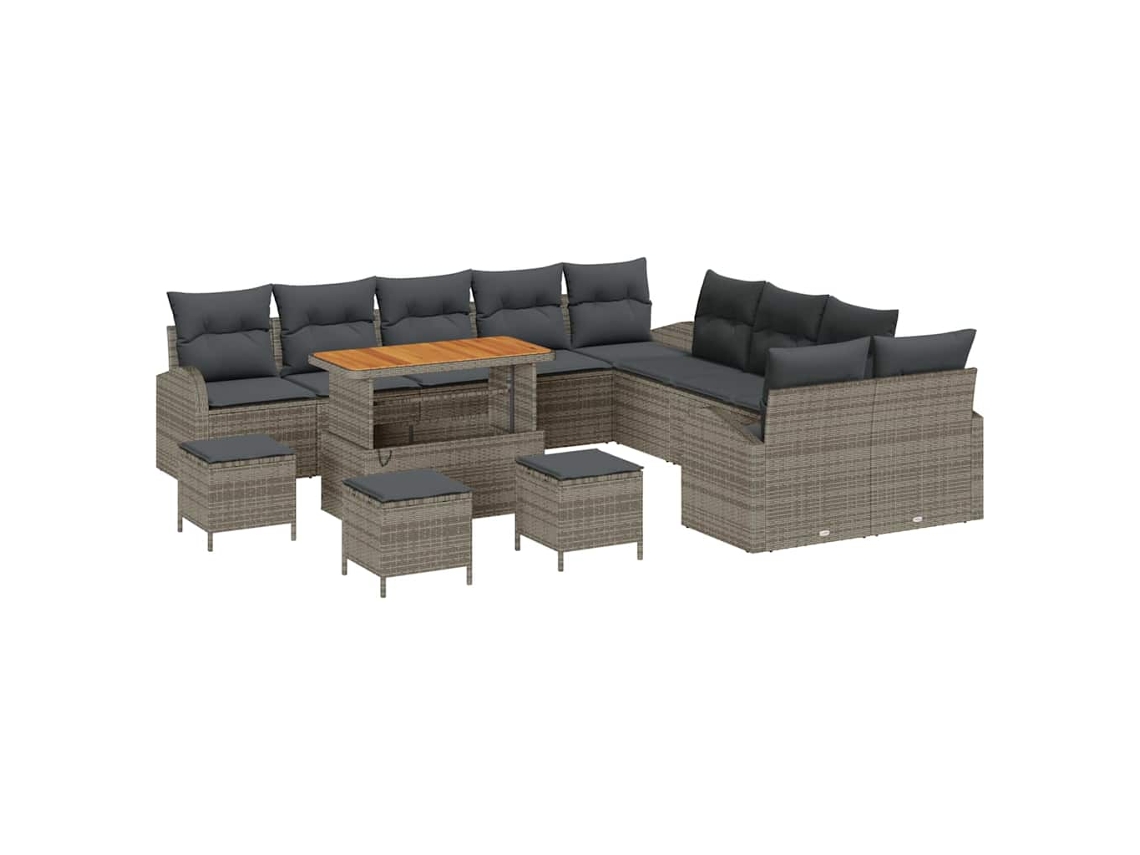Maison Exclusive - Conjunto De Sofá De Jardín Con Cojín Con Almohada 14 Pcs Gris