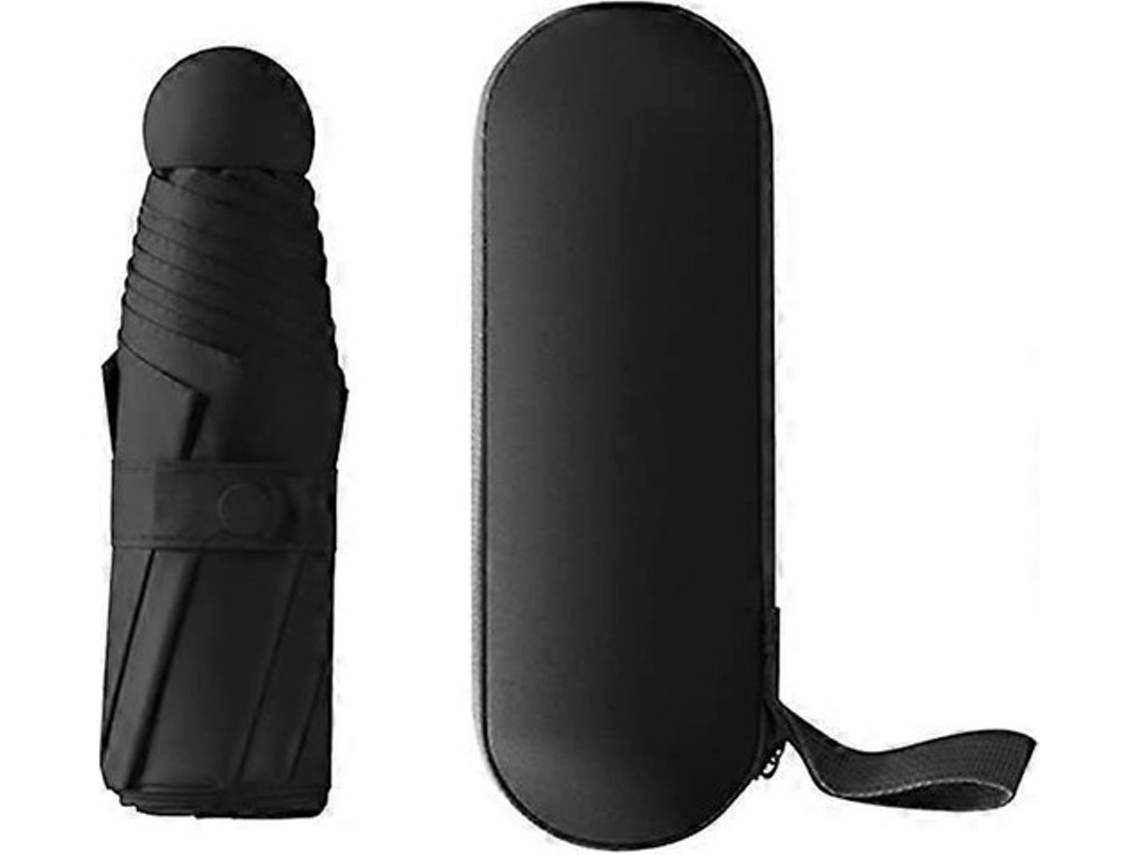 Paraguas plegable negro, ultraligero y portátil. Incluye estuche. Mide 90 cm de diámetro abierto. Tommy01