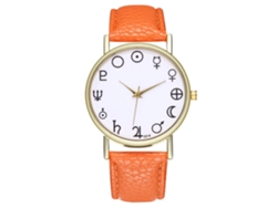 Reloj De Pulsera Analógico De Cuarzo Zhoulianfa Con Elegante Correa De Pu Naranja, Unisex.