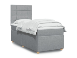 Cama Box Spring Con Colchón Tela Gris Claro 80x200 Cm
