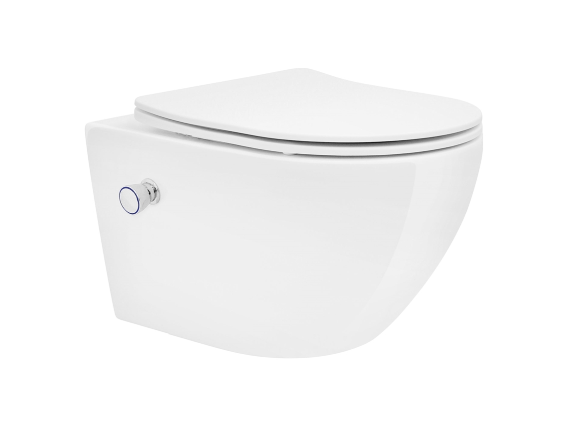 Inodoro suspendido sin borde WC largo blanco nanorrevestimiento para baño LUXEBATH