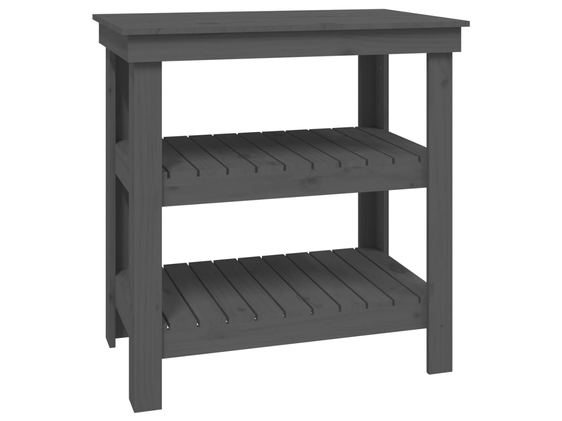 Banco de trabajo 78,5x50x80 cm Pino macizo gris MAISON EXCLUSIVE