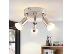 Lámpara de techo LED GU10 con 3 focos redondos, moderna, 350°, para cocina, pasillo, dormitorio, salón, sin bombilla, cromada, Nettlife