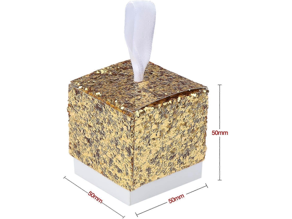 25 cajas de papel brillante para dulces, cajas de regalo doradas para bodas y fiestas Hengjian