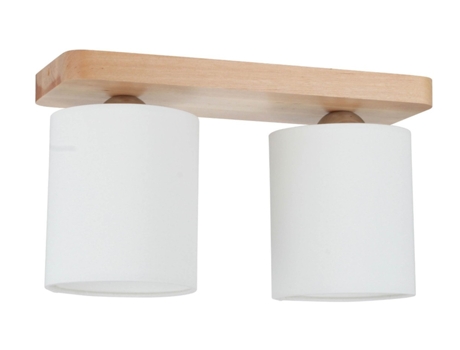 Jenta Lámpara De Techo En Madera Metal Tela Roble Cromo Blanco 35X13,5X20,5 Cm EPIKASA