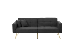 Sofá Cama Dorado Con Bolsillos Laterales Y Cojines, Respaldo Ajustable.