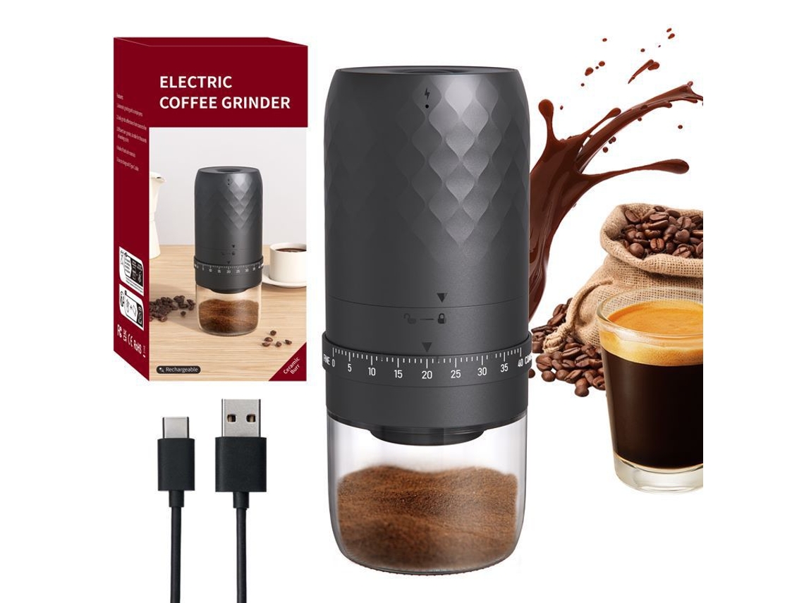 Molinillo de café eléctrico, núcleo de cerámica con 40 ajustes, recargable por USB Eifson