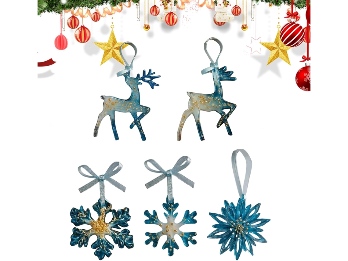 Adornos navideños acrílicos 2D con copos de nieve y renos para Gokoco