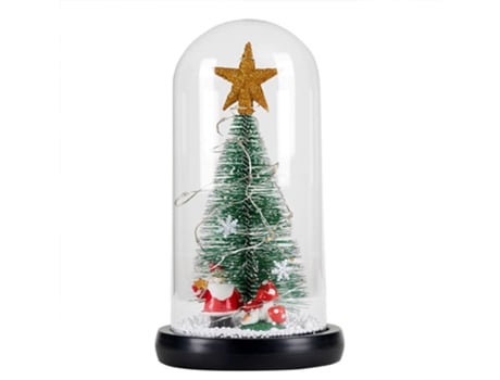 Árbol de Navidad en cúpula de cristal, pequeño árbol de Navidad, iluminación, adorno de escritorio, árbol, estrella, signo, Papá Noel