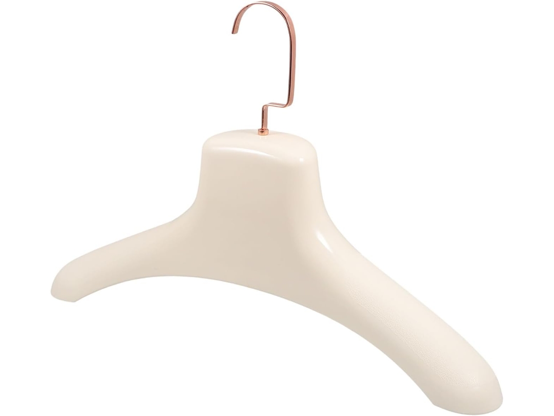 Percha Ancha Plástico Beige Gancho Acero Inoxidable Resistente Abrigos Gabardinas Ideal Guardar Ropa Casa
