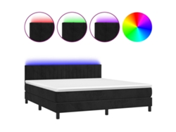 Maison Exclusive - Cama Box Spring Colchón Y Led Terciopelo Negro 160x200 Cm