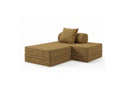 Sofá Modular 2 Lugares + Puff Convertible Tweed Mostarda