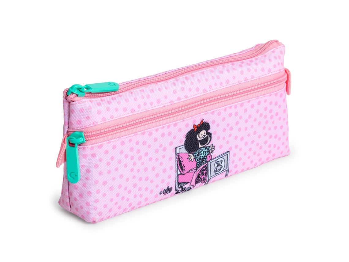 Estuche plano con 2 cremalleras de fácil apertura. Mafalda Morning Grafoplás