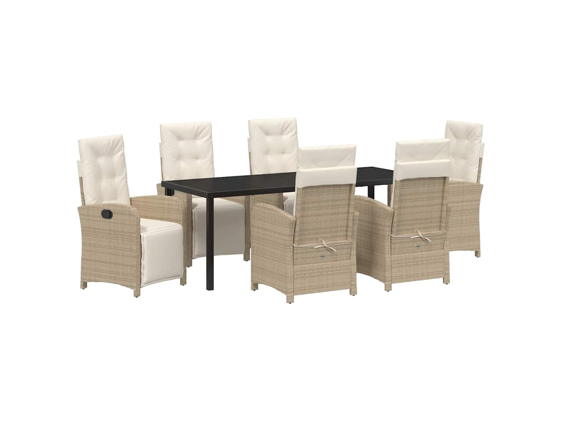Maison Exclusive - Conjunto De Comedor De Jardín 7 Pcs Beige Ratán Sintético