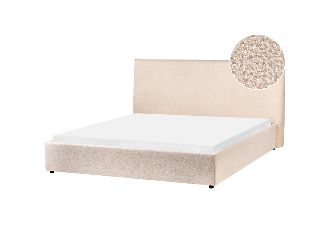 Cama Água Lavaur Bouclé Beliani Bouclé Beige (160x200)