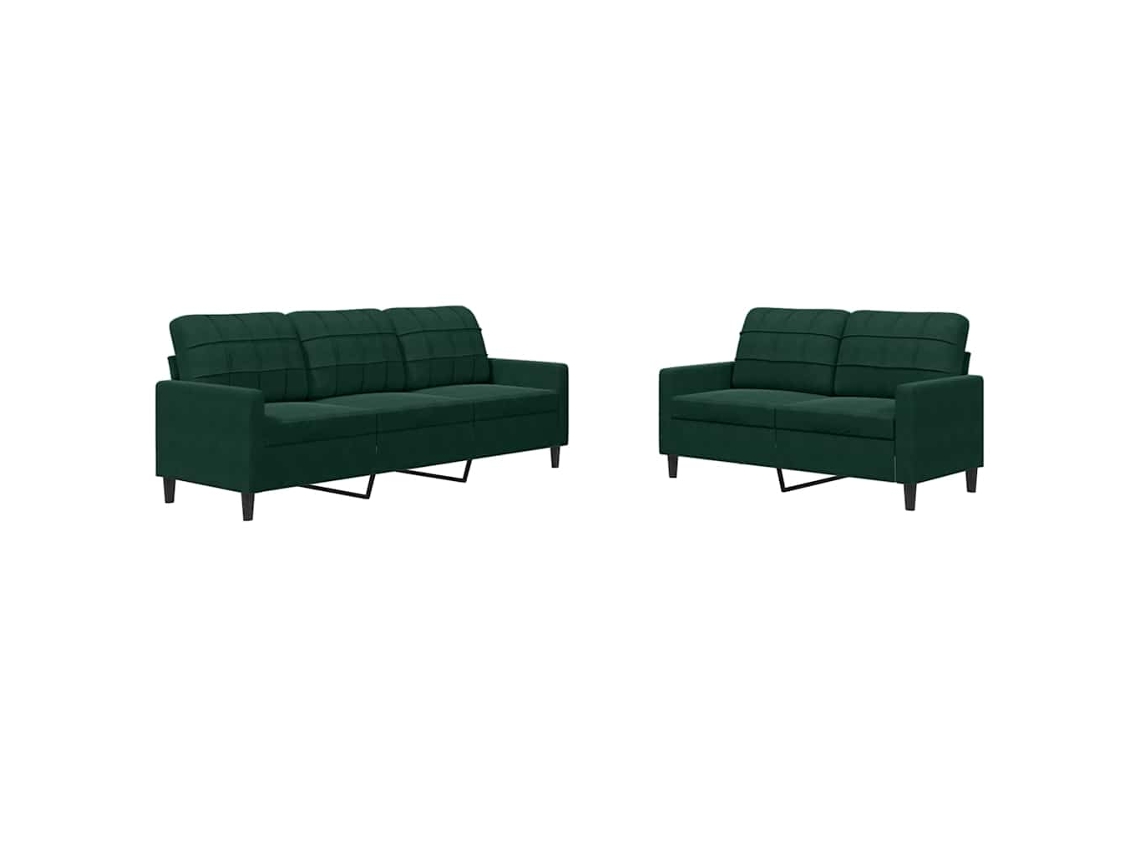 Maison Exclusive - Juego De Sofás Con Cojines 2 Piezas Terciopelo Verde Oscuro