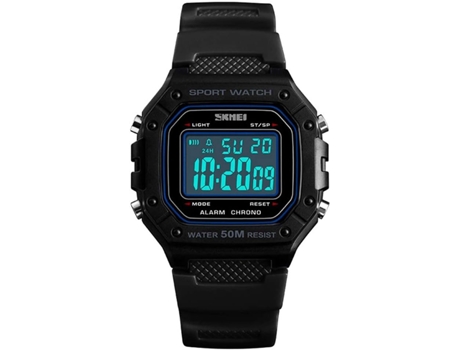 VEANXIN Reloj digital para hombre Relojes cronógrafo cuadrados impermeables-blanco negro