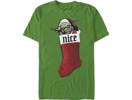 Camiseta Unisexo DEEPSTONE Yoda Nice Christmas Stocking Star Wars Kelly verde (XXL)