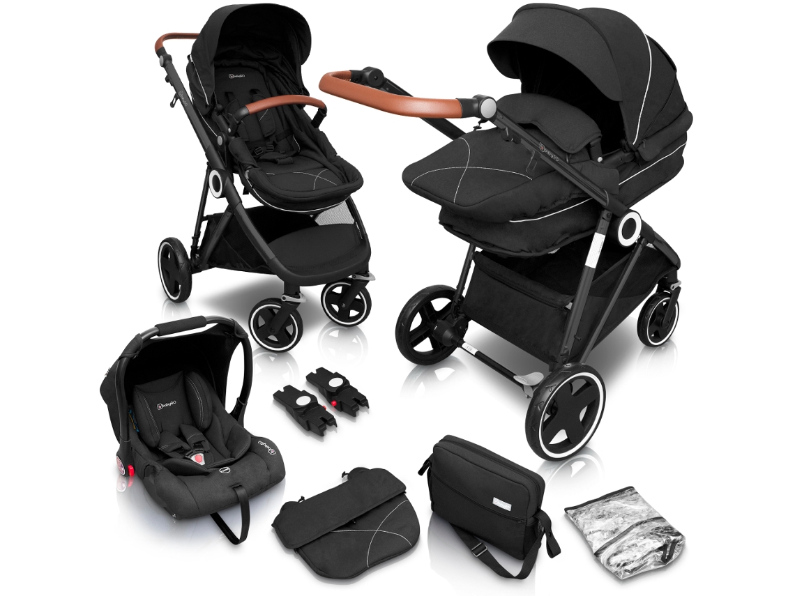 Cochecito De Bebé 3 En 1 Babygo Halime Black (chasis Negro)