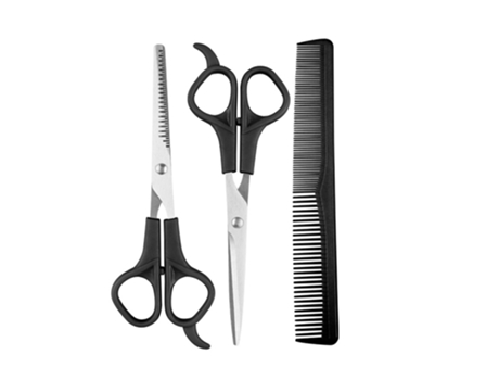 New Style Kit tijeras para cortar el cabello tijeras para adelgazar y peine 3 piezas (negro)