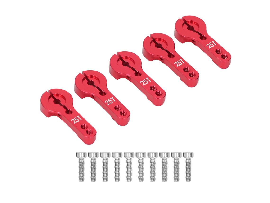 5 Boquillas De Servo De Aluminio 25t Con Rosca M3, Brazo De Dirección De Metal De 35 Mm Para Coche, Camión O Avión Rc (rojo)