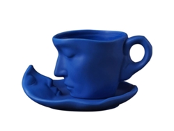 2026-33479-set De Taza Y Plato De Cerámica Para Pareja Con Diseño De Beso, Azul, 8 Onzas, Microondas Y Lavavajillas Seguro