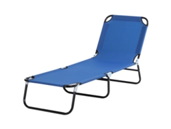 Espreguiçadeira Dobrável Reclinável 3 Posições Carga 120kg 188x56x28cm Azul