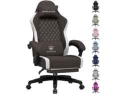 Gtplayer Silla De Gaming Ergonómica, Silla De Oficina De Tela Transpirable, Grandey Alta, Giratoria, Con Reposapiés, Marrón