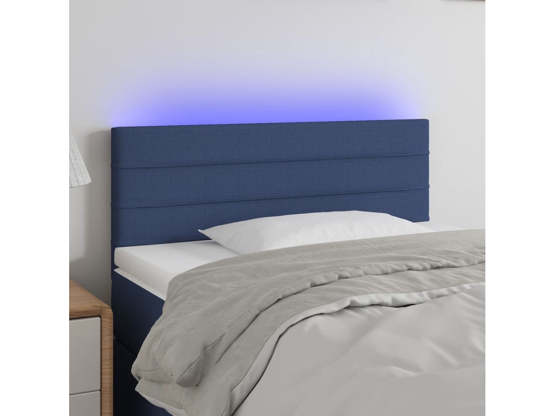 Cabecero Con Led De Tela Azul 100x5x78/88 Cm