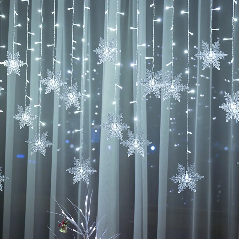 Nueva cascada, copos de nieve, decoración navideña, Ledvayotoy