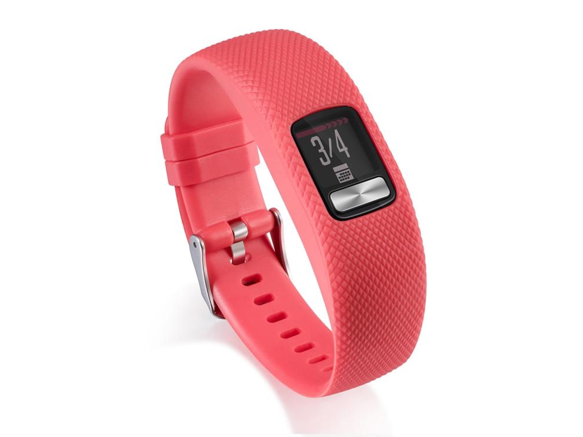 Bracelete Para Garmin Vivofit 4 - Silicone Esportivo - Fivela Prateada (tamanho G) Vermelho